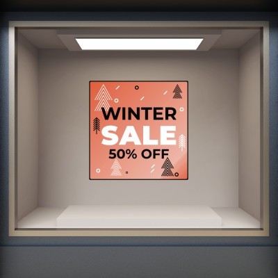 Winter Sale Orange, Εκπτωτικά, Αυτοκόλλητα βιτρίνας, 80